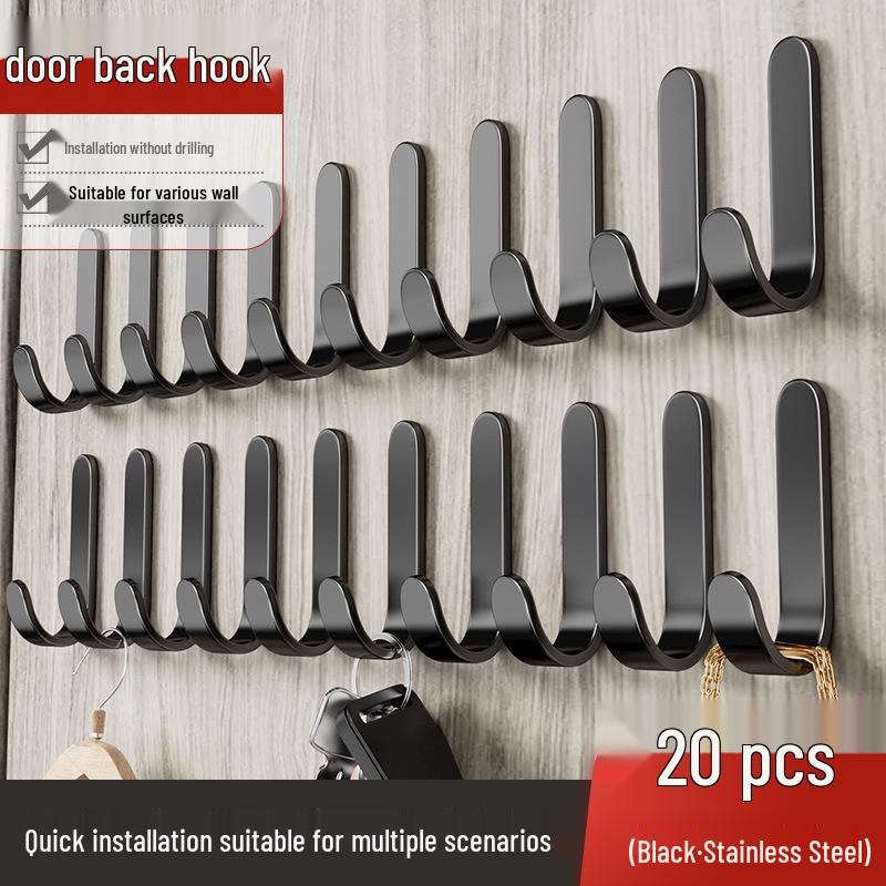 Strong Adhesive No-Trace Hooks for Kitchen, Bathroom, or Dorm—Ideal for Hanging Clothes Behind Doors Without Drilling