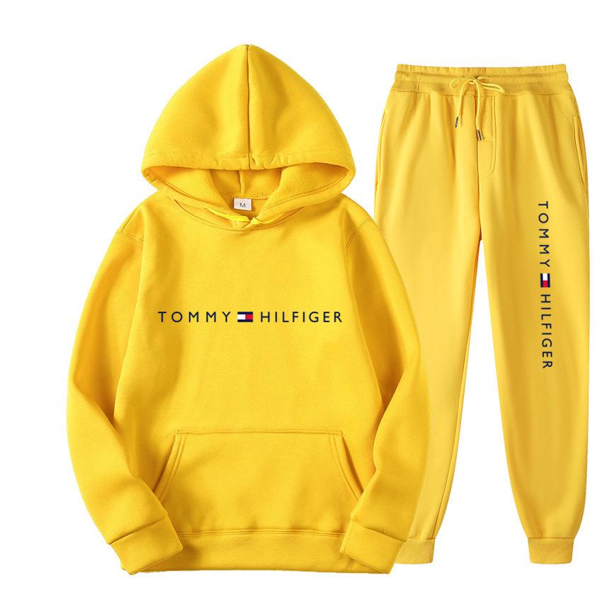 Unisex Spring/Autumn Hooded Fleece Set - Loose Fit, Casual Print Sweatshirt