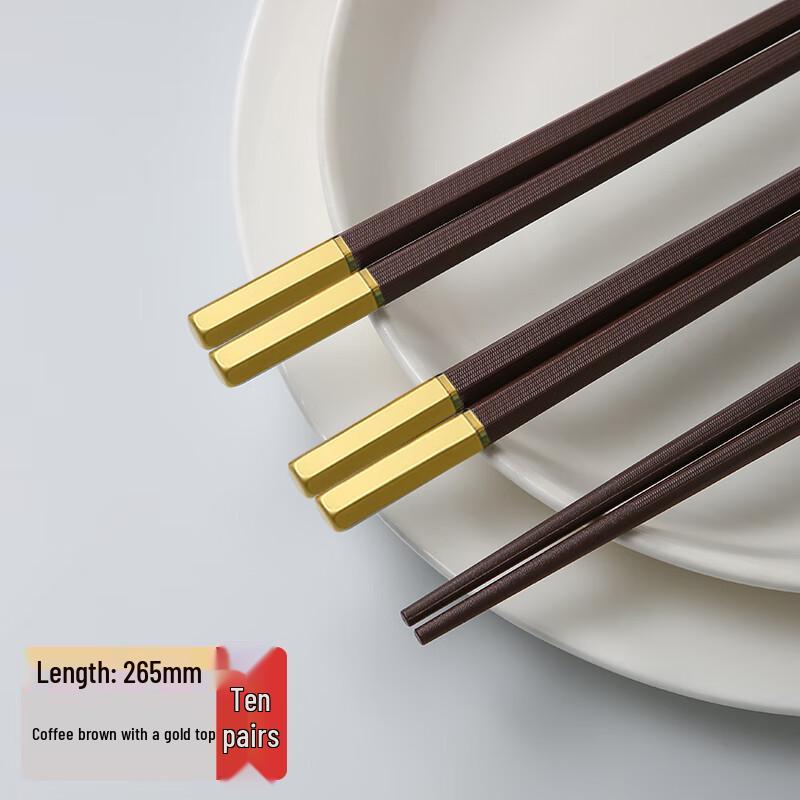 Golden Tip Hexagonal Alloy Chopsticks