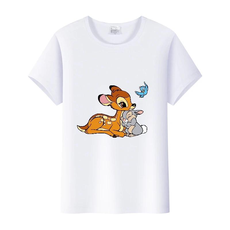 Mode Bluse Disney Cartoon Bambi Mädchen T-Shirts Sommer Crop Tops Ästhetisch Y2K Harajuku Kurzarm Kleidung Für Frauen T-Shirts