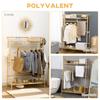 Clothes Rack Wardrobe Coat Stand With 2 Shelves 2 Hooks And 1 Hanging Bar In Bamboo