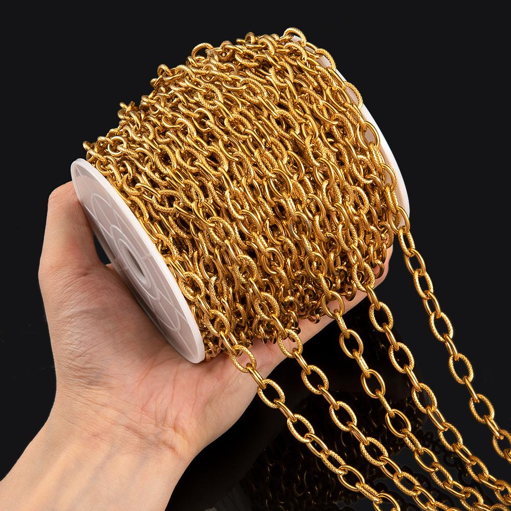 1M Heavy Chunky Hip Hop Chain Stainless Steel Frosted Oval Link Chains for DIY Men Jewelry Making Punk Necklace Bracelet Chain