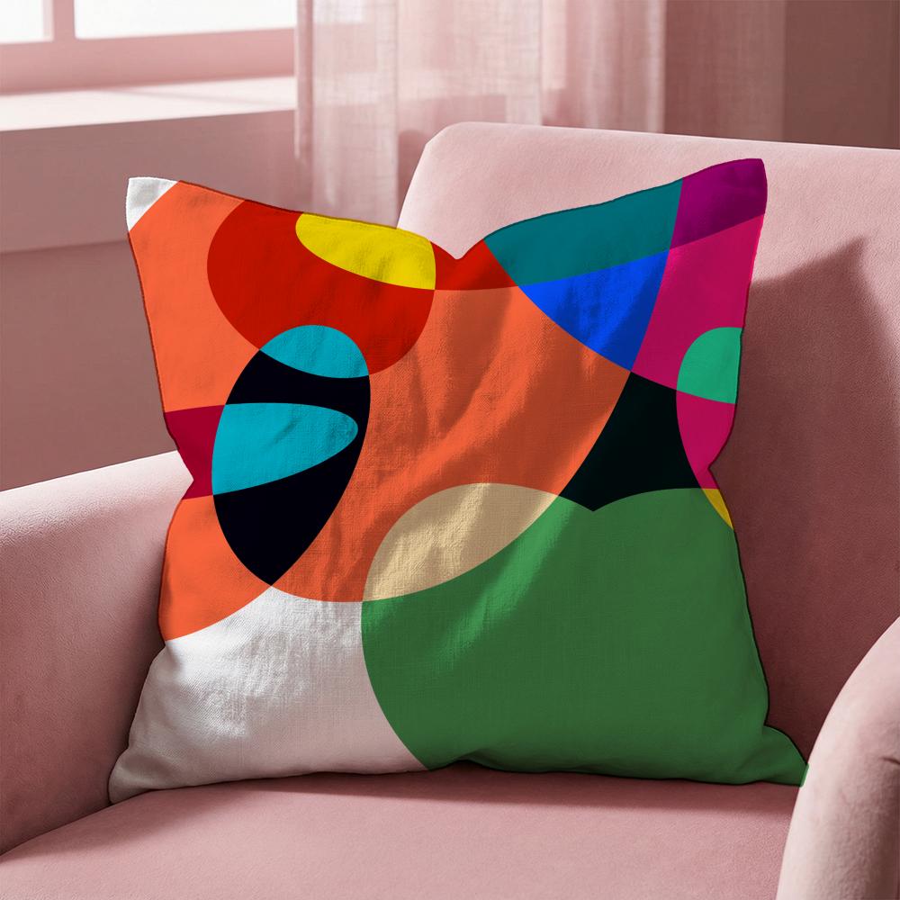 1Abstract Curve Colors Cushion Cover Multi-Scene Pillow Cover for Home & Car - Reversible, Soft & Durable for Daily Use
