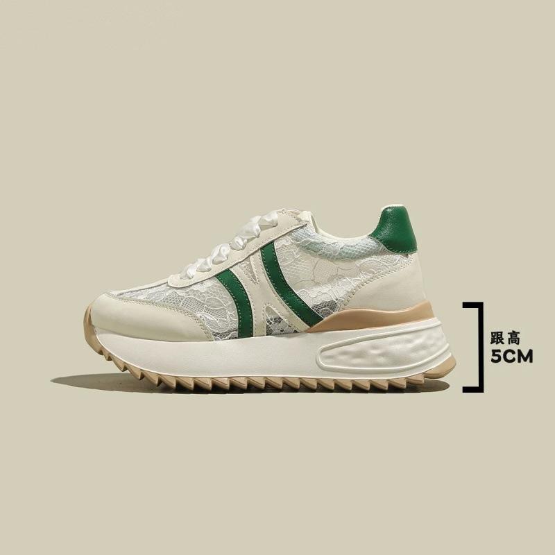 

Inner heightening thick-soled dad shoes women s summer lace mesh Xiaobai 2025 new breathable sports Forrest Gump shoes casual 39 бежевий