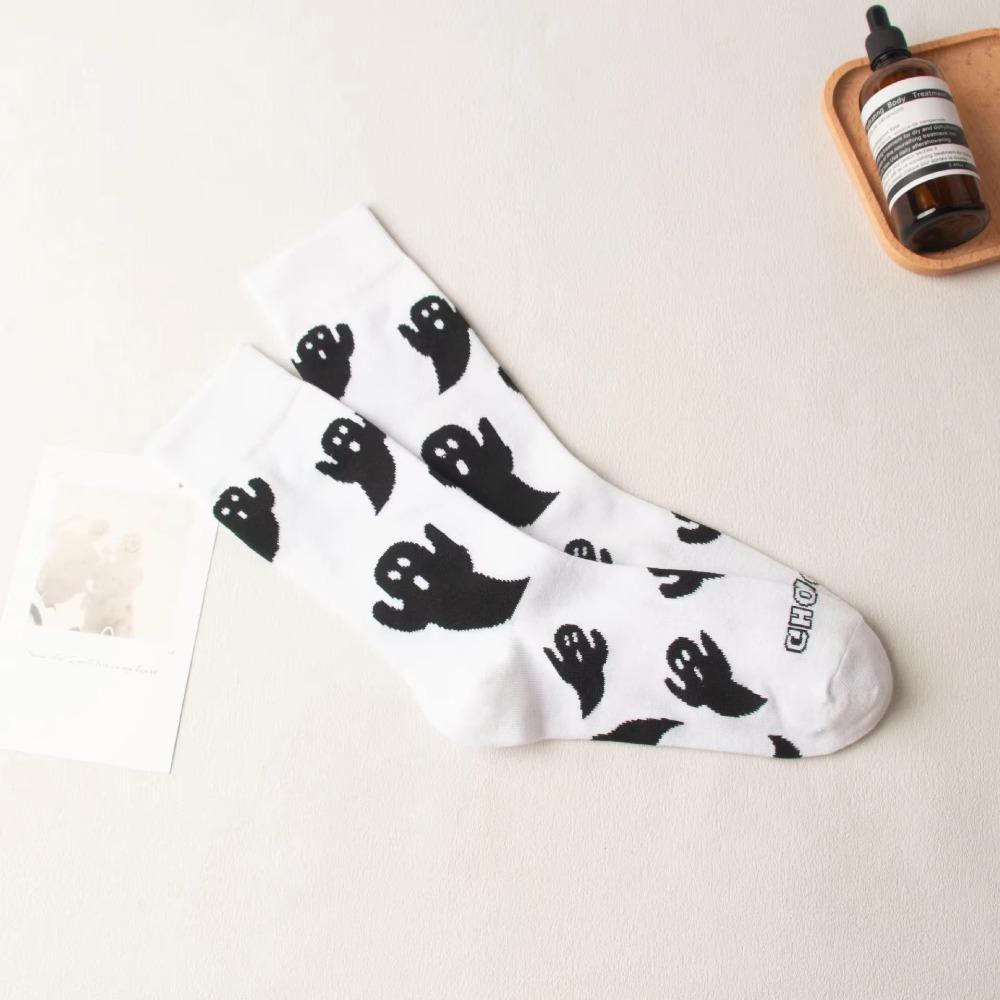 Funny Cosplay Middle Tube Socks Ghost Print Snow Boot Socks Trendy Couple Socks  Winter