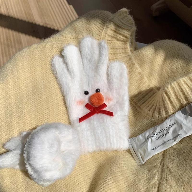 Plush Diamond Cat Nail Gloves: Warm, Split-Finger, Autumn/Winter Gloves for Students & Riding Enthusiasts.