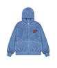 Openyard(Oy) Velour Vintage Heart Hoodie Zip-Up - Light Steel Blue