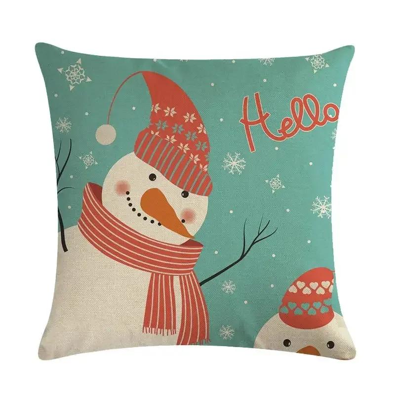 Nordic Cartoon Christmas Polar Bear Animal Print Cushion Cover Decorative for Sofa Linen Pillow Case Home Decor 45X45CM