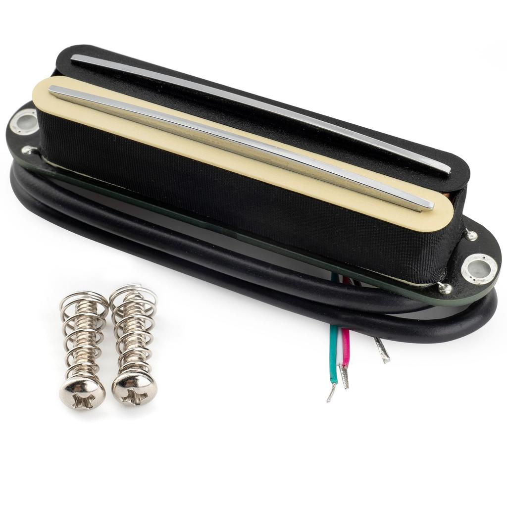 Musiclily Pro Ceramic Humbucker Super for Strat Electric Zebra Chrome Rails ST-DPHC Single-Size Pickup, 13.2K Distortion, Guitars, Body,