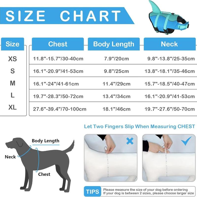Lifevest for Dogs Super Buoyancy Mermaid Shark Dog Life Jacket for Small Large Dogs Reflective Safe Puppy Swimsuit with Handle