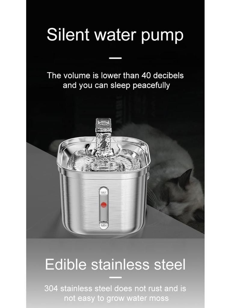 Stainless Steel Wireless Infrared Pet Water Fountain with Automatic Circulation