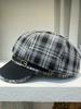 Retro High-end Textured Plaid Octagonal Hat, Suitable for All Seasons, Leisure Travel Versatile Belt, Neutral Style Beret