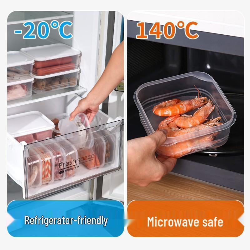 Microwaveable Transparent Plastic Storage Box for Refrigerators & Freezers, Ideal for Portioning Meat and Keeping Food Fresh