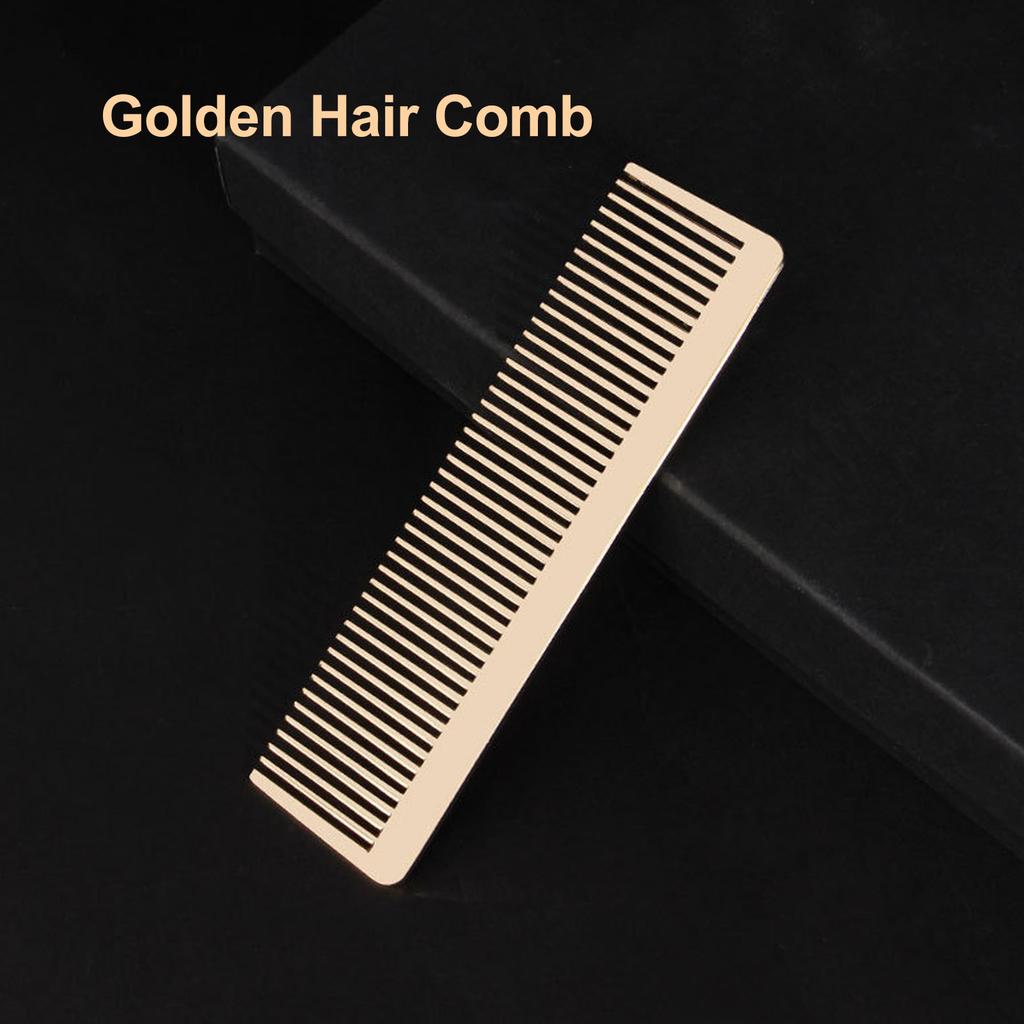 Hair Comb Mini Wide Teeth Styling Zinc Alloy Portable Beard Comb for Home Salon Golden
