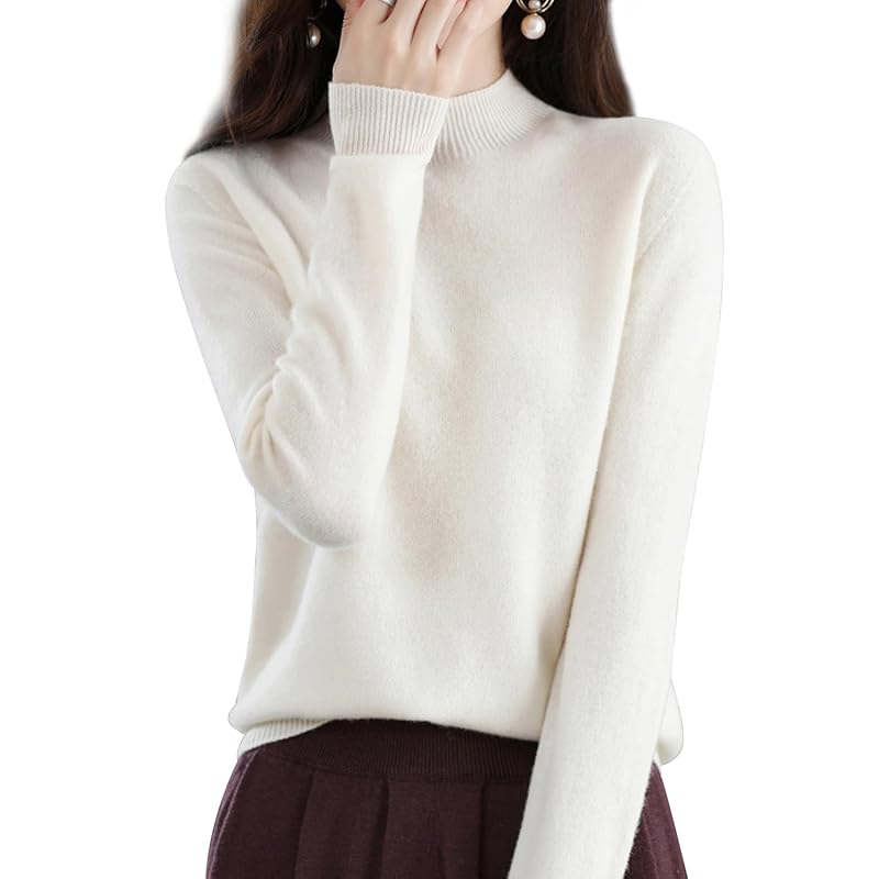 

[Ttoitv] knit sweater ladies tops High neck [warm/slimming/mixed/stretch] soft Plain color long sleeve casual simple knit sew cut and sew spring