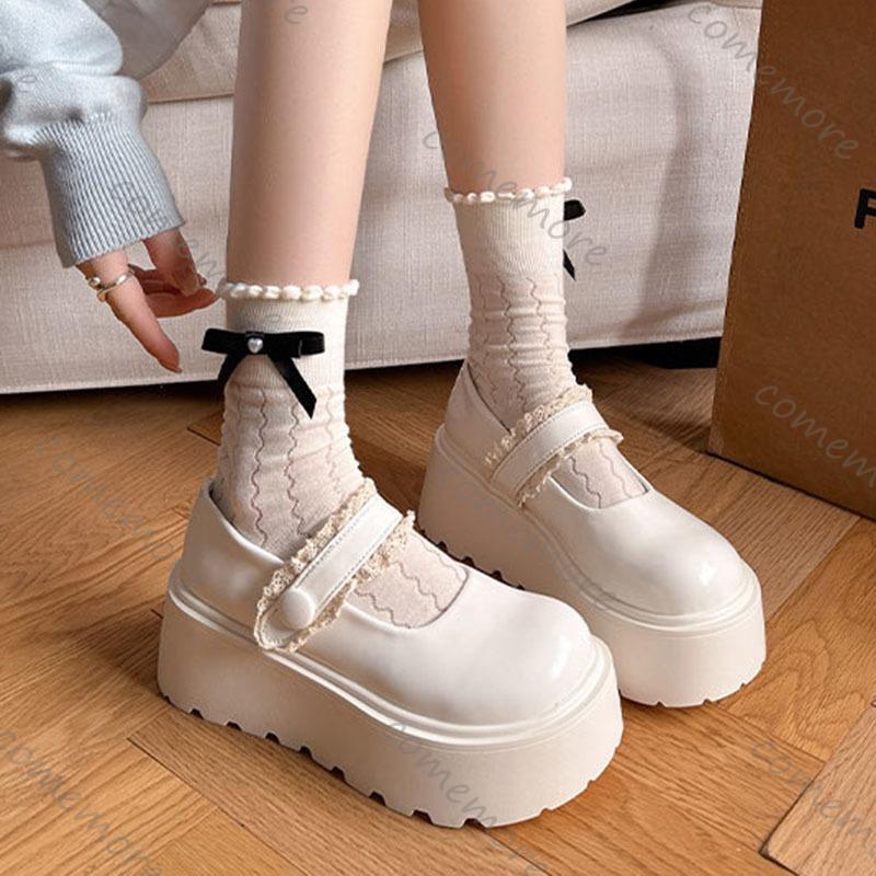Fashion Comemore Retro Shallow Mouth Loafers Spring Autumn New Leather Pumps Shoes Casual Platform Heightening Mary Jane Single Shoes