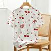 Women's Casual Cherry Print Short Sleeve T-Shirt: Soft & Breathable Cute Basic Top for Daily Wear & Coffee Shop Outings