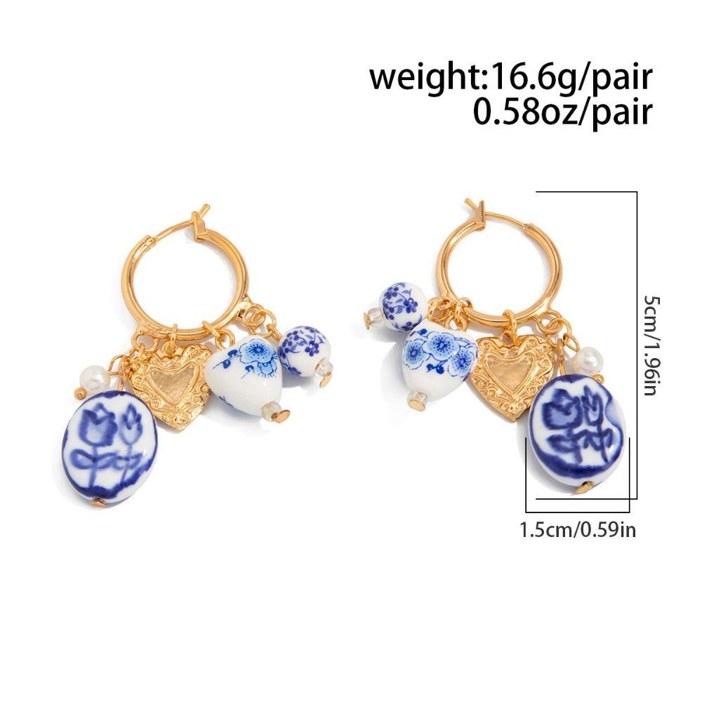 Jewelry Accessories Ceramic Ear Buckle New Chinese Style Hoop Earrings  Party