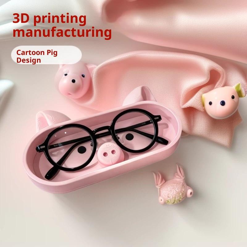 1Pc Pink Pig-Shaped Organizer Tray,Suitable For Eyeglasses, Jewelry & Small Accessories -Desk Decor, Office - Holder For Glasses