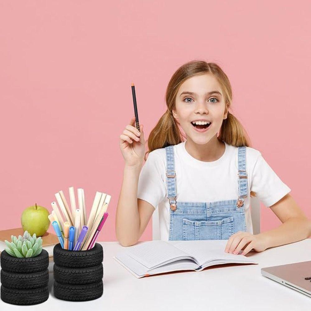 Tire-Shaped Pen Holder Multifunctional Desk Storage Ornament Unique Desktop Organizer  Gift