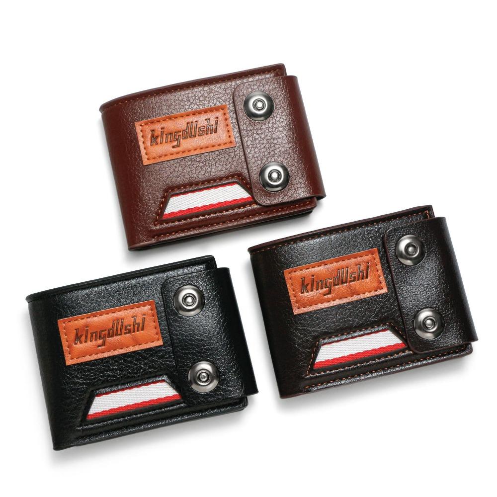 

Large Capacity Male Short Wallet Anti-Theft Solid Color Card Bag PU Leather Card Holder Business чорний