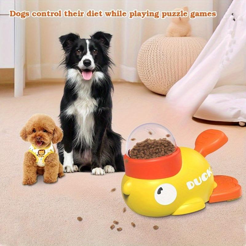 1 interactive press-on dog snack dispenser toy, slow food puzzle feeder, duck shape