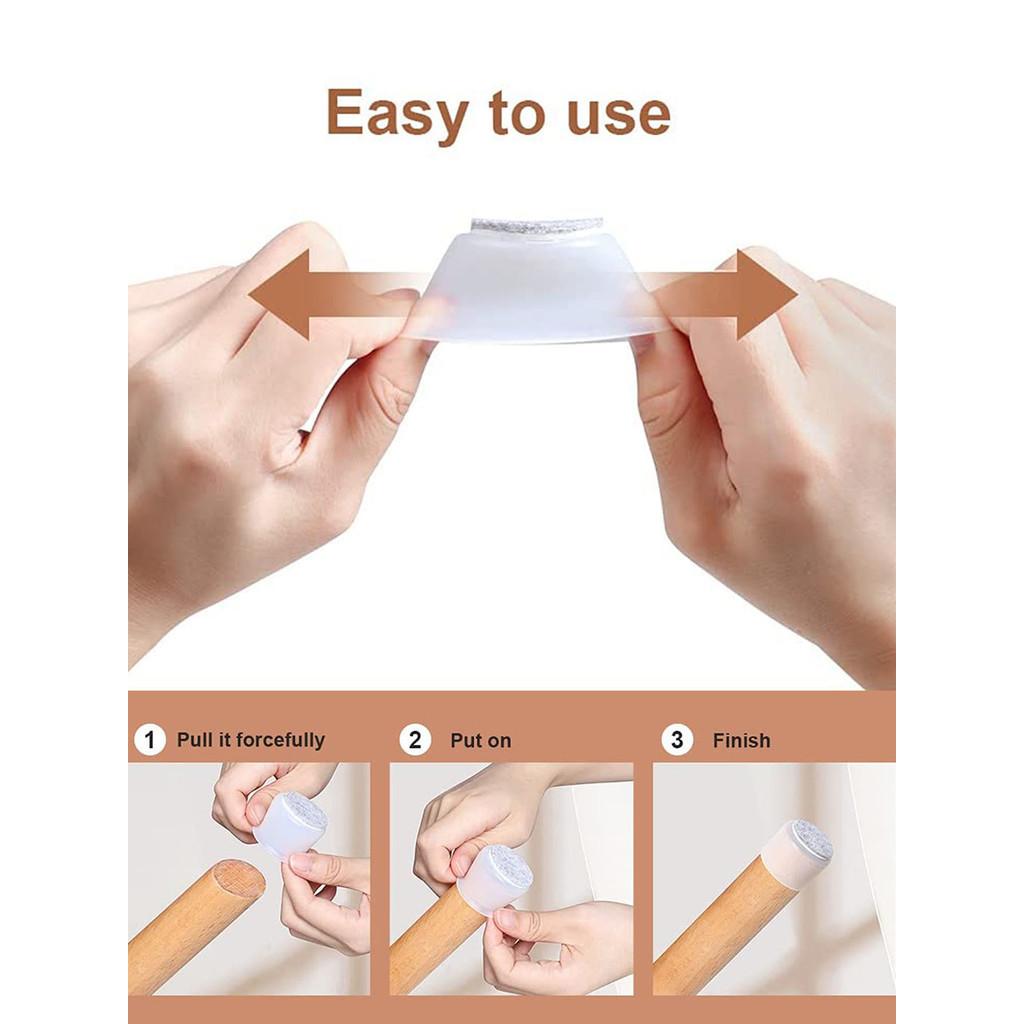 16 bucăți silicon anti-alunecare + suport rotund pentru picioare din pâslă, protecție pentru podea, covoraș pentru mobilă, masă și scaun pentru picioare