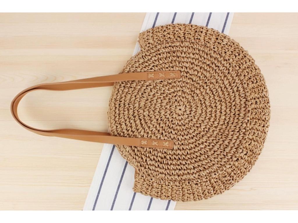 Women's Large Capacity Woven Round Shoulder Bag - Fashionable Beach & Commuter Style