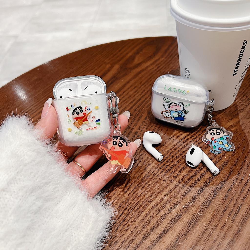 For Airpods 1 2 3 4 Pro Pro 2 Case Sleep Crayon Transparent TPU Earphone Case Accessories Cover