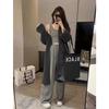 Spring and Autumn New Medium and Long Sweater Women's Coat Solid Color Knitted Cardigan Lazy Wind Thin Women's Thick Clothing