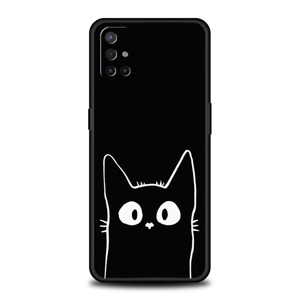 Phone Case For OnePlus 12 11 10 9 Pro 9T 12R 10R 9R 9RT 10T 8T 8 7 6T 7T Nord 2T CE 2 5G N200 N100 Cover Cute Cartoon Black Cat