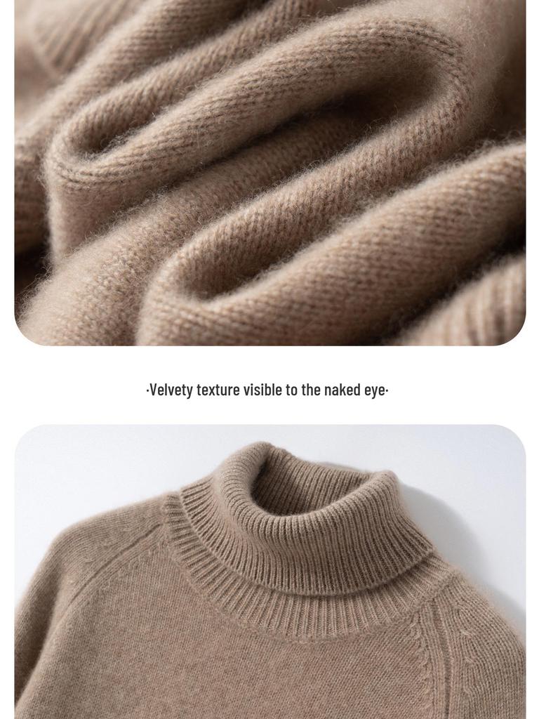 2025 Fall/Winter Women's High Neck Soft Five-Needle Thick Cashmere Sweater Base Layer