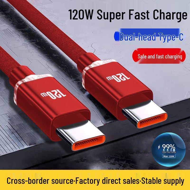 Jingyao 120W Dual Type-C Fast Charging Cable for Apple 15 & Huawei Honor 6A Flash Charging
