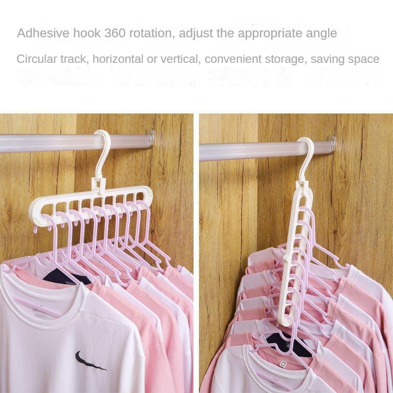 Kleiderbügel mit neun Löchern, drehbarer Kopf, multifunktionaler Kleiderbügel, drehbarer, faltbarer magischer Kleiderbügel