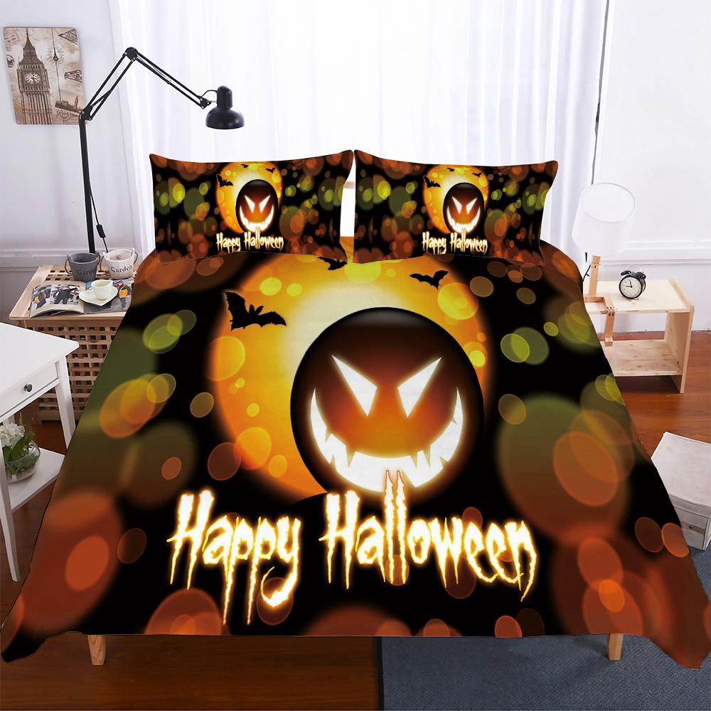 Happy Halloween Double Bedding Set Terror Duvet Cover Set Halloween Skull Europe Size Style Cartoon Bed Set Cover Bed Winter B6