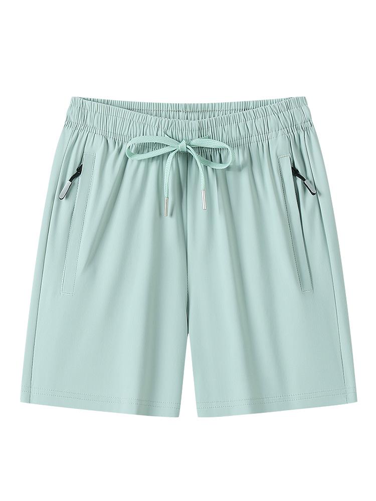 Women's Summer Ice Silk Shorts - Breathable, Versatile, Slimming Three-Quarter Pants with Customizable Logo Options.