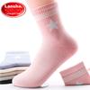 Women's Pure Cotton Mid-Calf Socks, All-Cotton Sweat-Absorbing Breathable Comfortable Ladies' Cotton Socks Gift Box 6 Pairs Six Colors Each