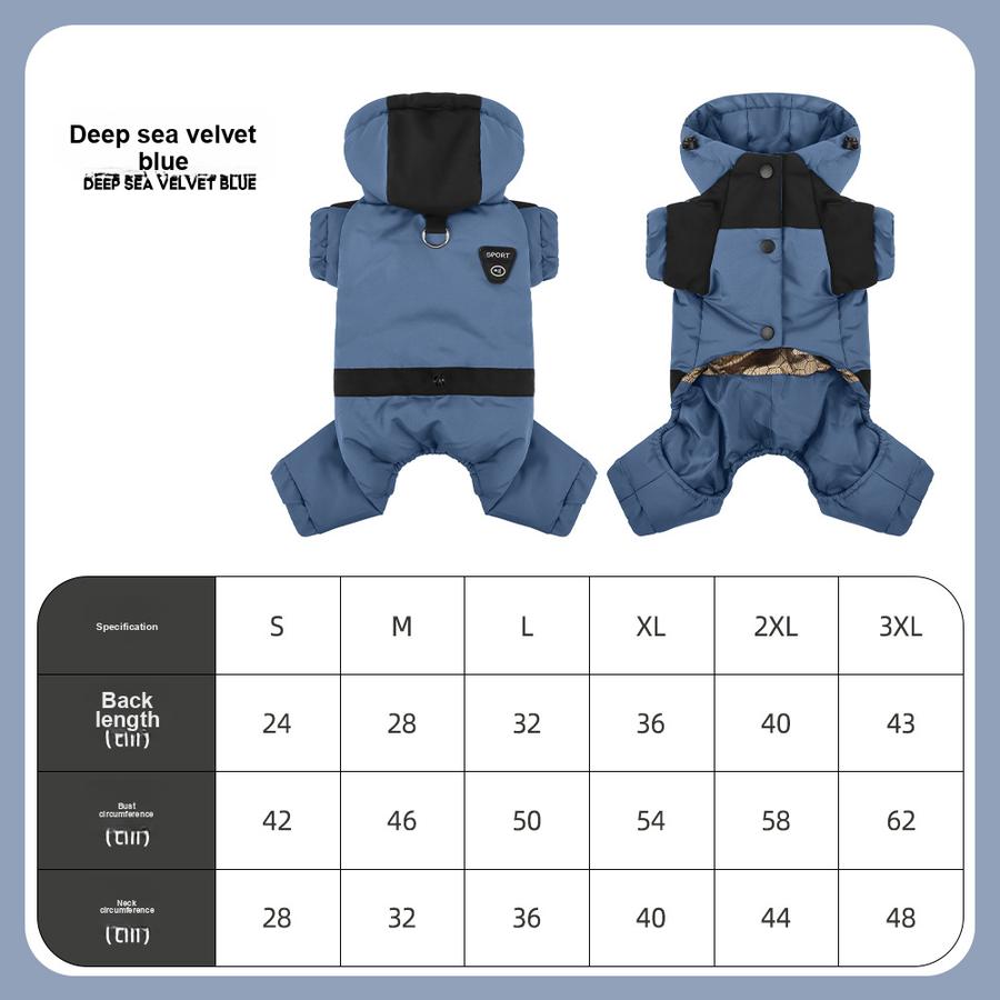 New Dog Warm Fleece Coat with Hood, Graphite Carbon Fiber Cotton Waterproof Down Jacket Colorful Dog Clothes