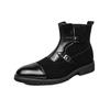 British Style Men's Medium and High-top Leather Shoes Brock Business Casual Short Boots Fashionable Retro Pointed Heightening Martin Boots