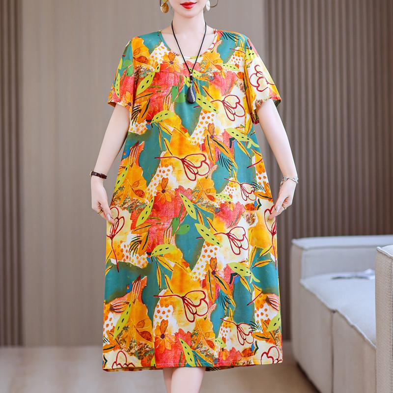 Abiti estivi eleganti taglie forti Abiti vintage oversize a maniche corte larghi da donna