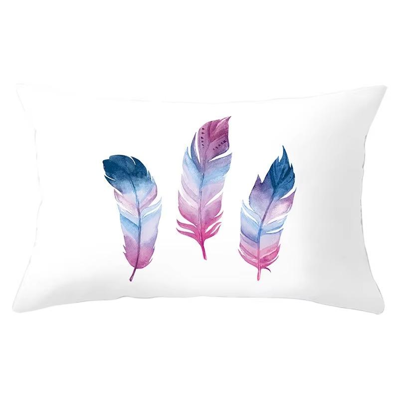 30X50cm Feather Pattern Printed Decorative Cushion Bedroom Living Room Backrest Home Rectangular Pillowcase