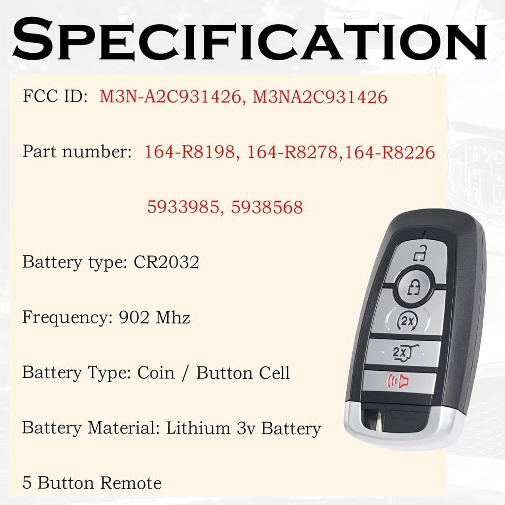 Remote Key Fob Replacement Fits for Ford Explorer Expedition 2018- Edge 2017- Escape Lincoln Navigator Aviator - Corsair Keyless Entry Remote Start