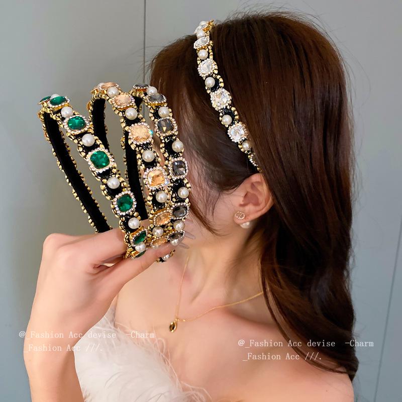 Rhinestone Pearl Korean Anti-Slip Headband: Fashionable, Versatile Hair Accessory for Women