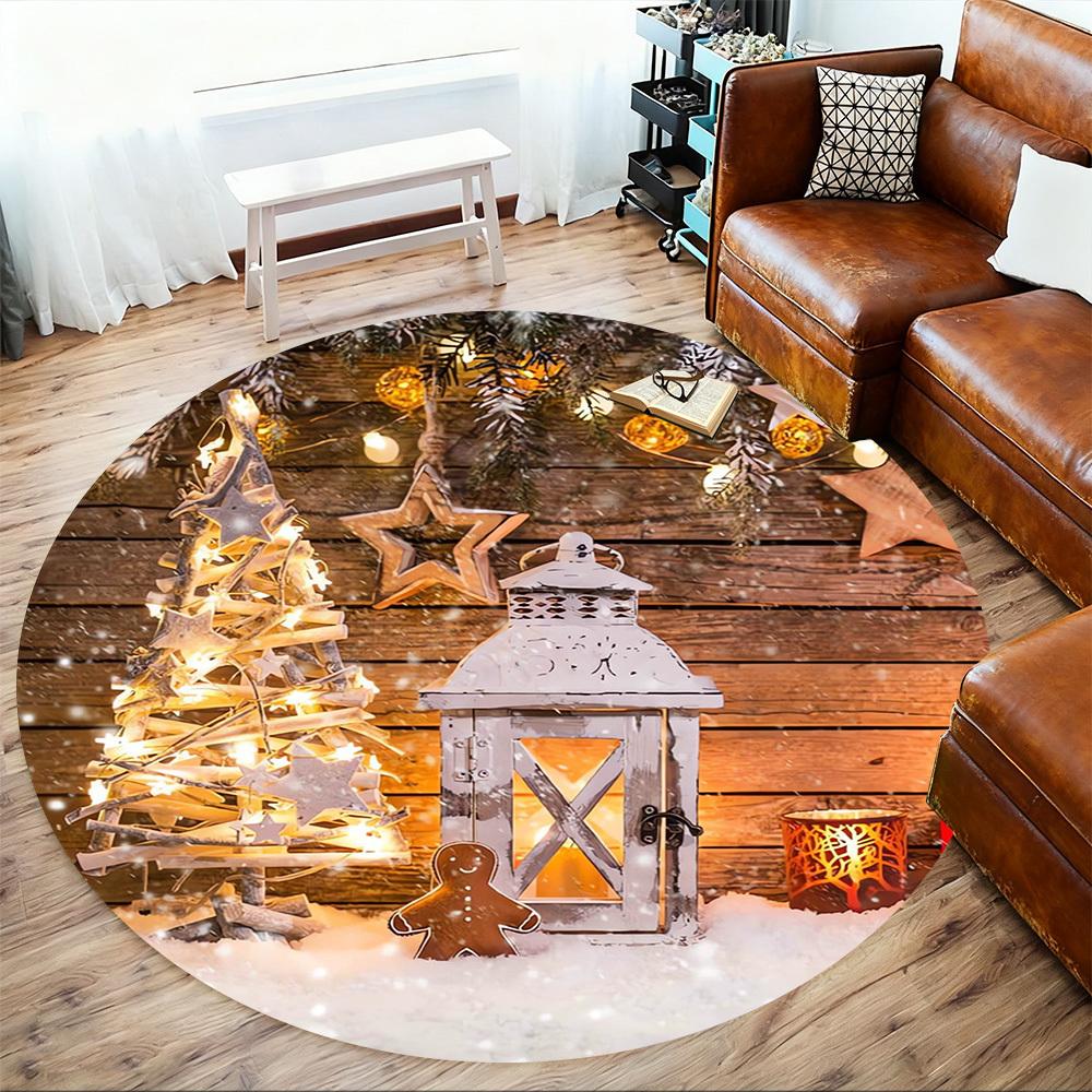 1pc Christmas decorations Round Chair mat Area Rug - Non-Slip, Floor Mat for Office, Bedroom, home decor Christmas Gift p0811191