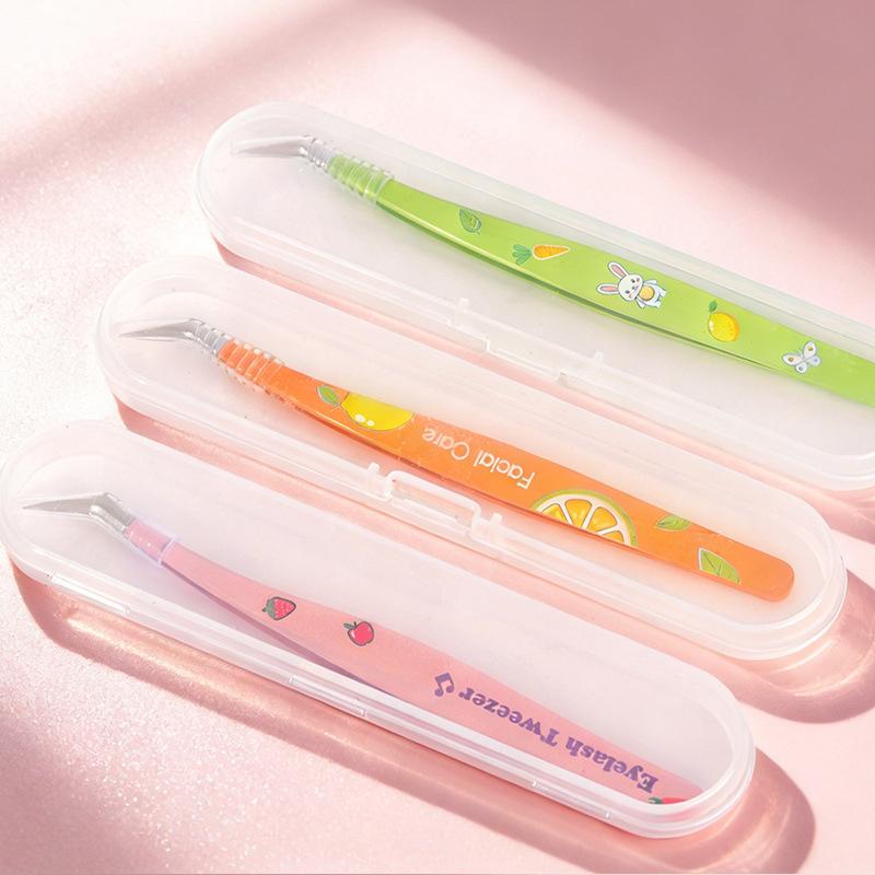 False Eyelash Tweezers Lash Extension Stainless Steel Scrapbook Sticker Tape Picking Straight Head Elbow Tweezers Diy Crafts