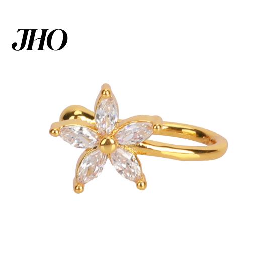Letter Nose Ring Piercing Clip Eye-catching U Shape Copper Cubic Zirconia Multi-style Shiny Ear Cuffs Stud for Daily Wear Women