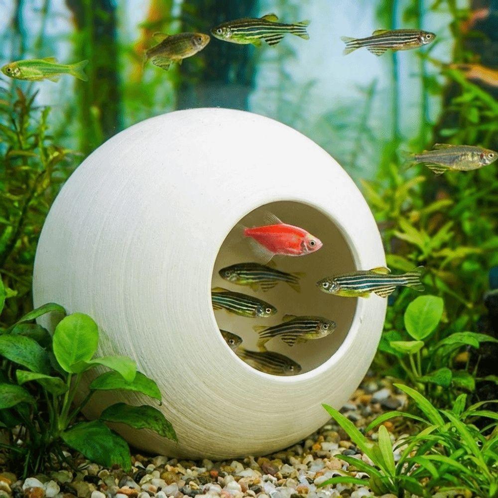 3D Printed Fish Shrimp Hiding Cave Spherical Suction Cup Fixed Aquarium Fish Shelter Plastic Fish Tank Ornament