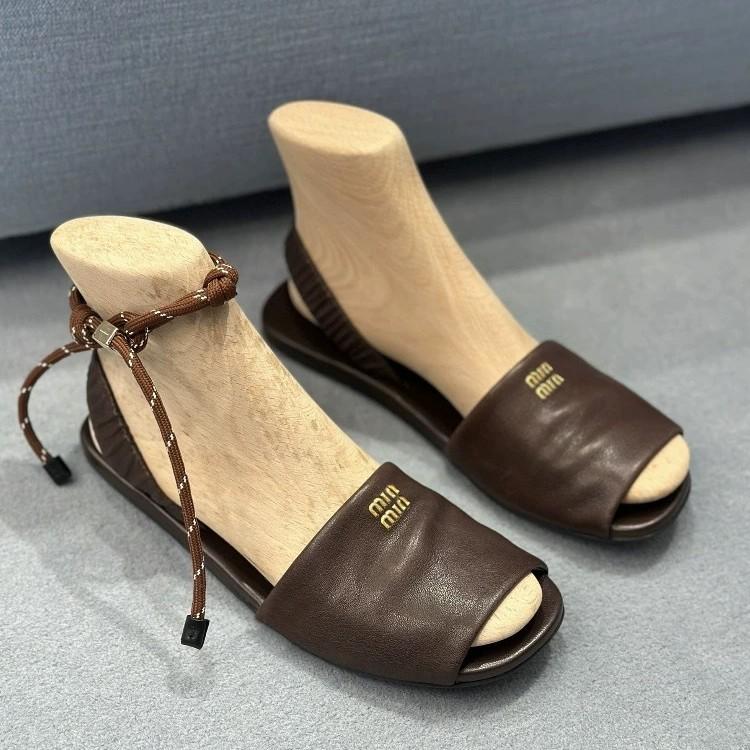 

Cowhide version~ Korean one-word sandals with fish mouth for women s 2025 summer new cool slippers and flat-soled Muller shoes 40