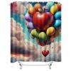 Colorful Balloons and Apple Waterproof Shower Curtain, Artistic Design for Bathroom Decor, Enhances Whimsical Atmosphere
