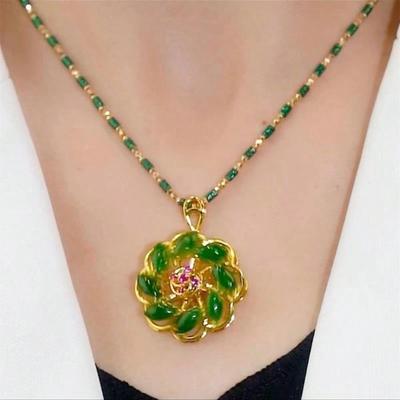 Green Flower Zirconia Pendant Necklace  Perfect For Women's Daily Commuting, Valentine's Day, Christmas Parties,